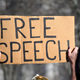 New York, New York. - January 29, 2017: People protesting the new immigration laws banning some Muslims at Battery Park in Manhattan in 2017 in New York City.